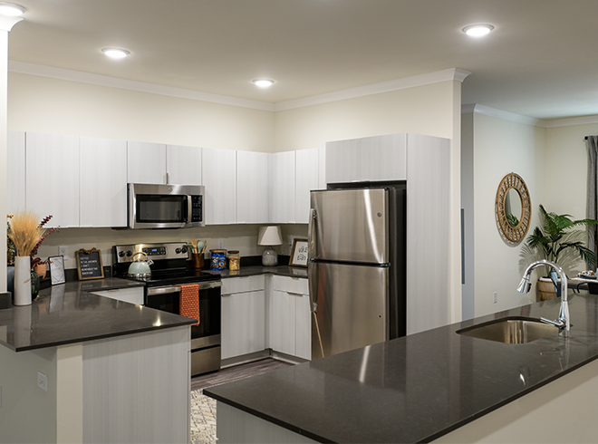 Furnished apartment kitchen