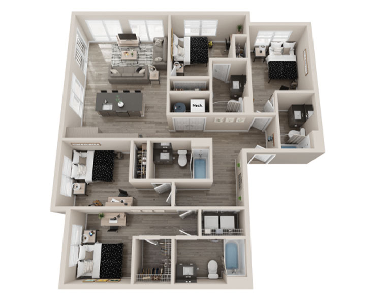 D2 - 4x4 Floor plan image 2